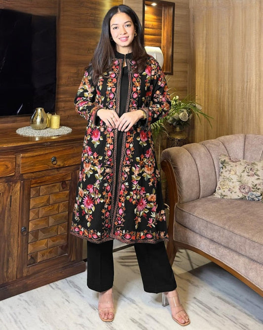 Front Full Heavy Embroidered Gown With Sleeveless Inner And Trouser 3Piece)